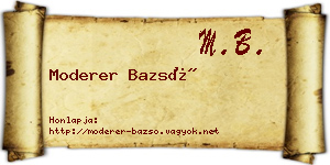 Moderer Bazsó névjegykártya